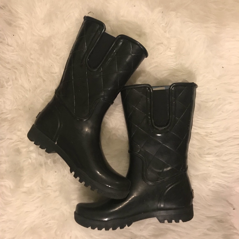 Sperry Nellie Black Quilted Rainboots